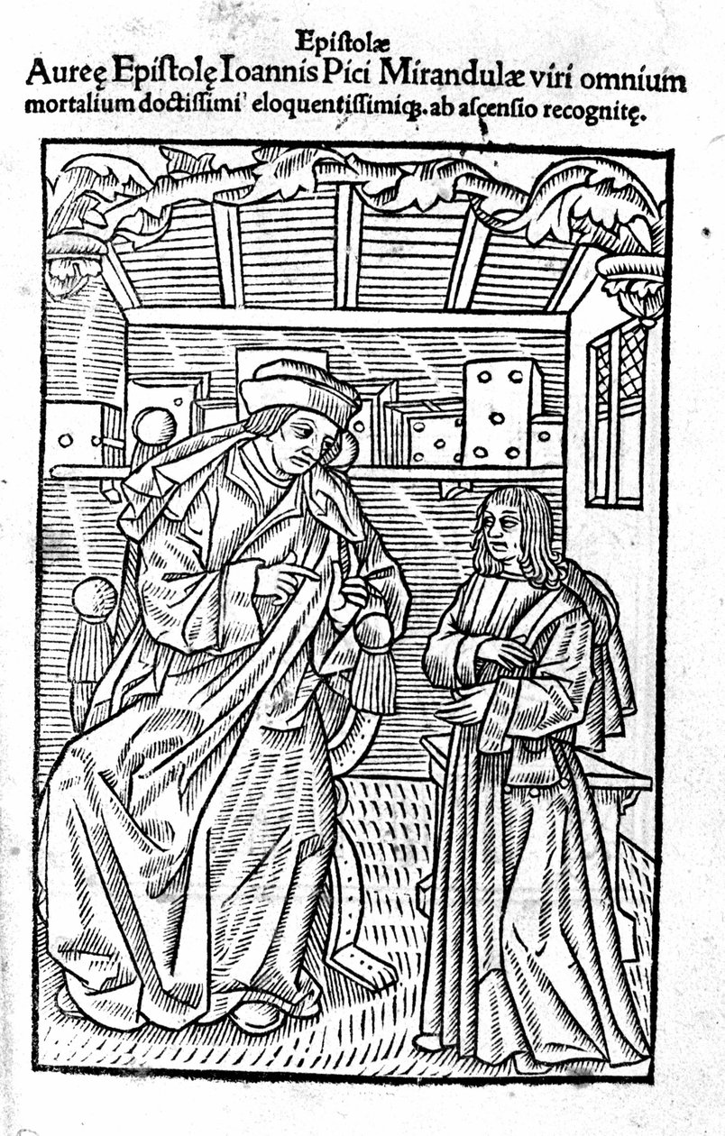 Retrato de Giovanni Pico della Mirandola (Jean Pic de la Mirandole). Página de título da "Epistole auree". de Unknown artist