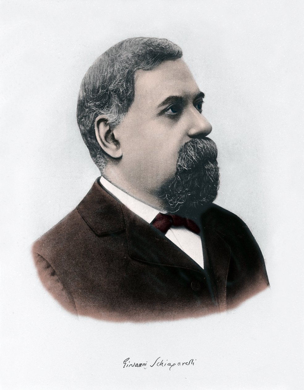 Retrato de Giovanni Virginio Schiaparelli (1835-1910), astrofísico. Observou configurações rectilíneas no planeta Marte, a que chamou canais marcianos (canali). Gravura de cerca de 1900 de Unknown Artist