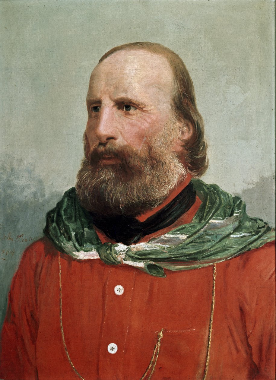 Retrato de Giuseppe Garibaldi de camisa vermelha (têmpera) de Unknown Artist