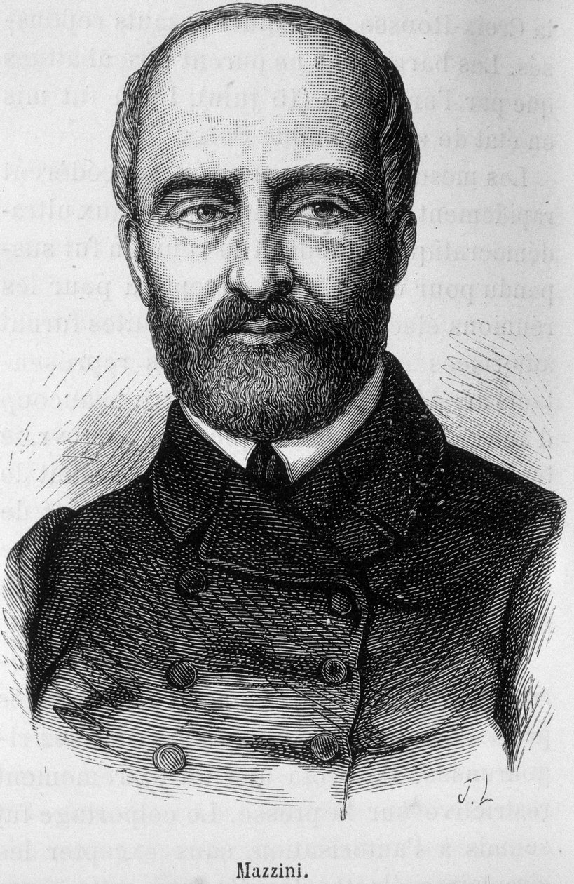 Retrato de Giuseppe Mazzini, patriota italiano e revolutonário (1805 ou 1808 - 1872) de Unknown artist