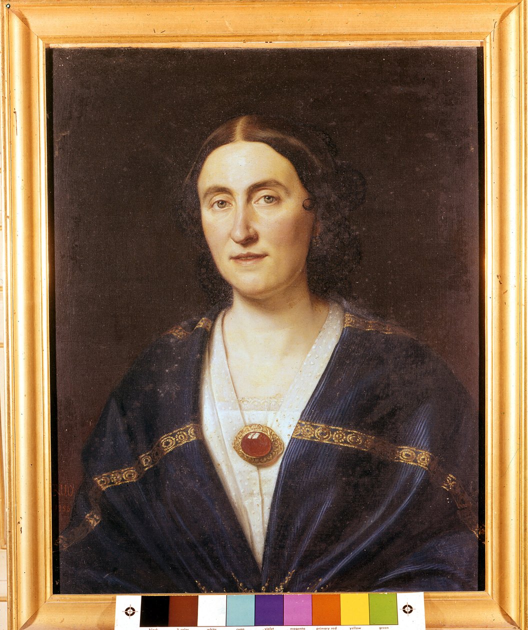 Retrato de Giuseppina Strepponi (1815-1897), soprano e esposa de Giuseppe Verdi" Pintura anônima. Por volta de 1850. Sant