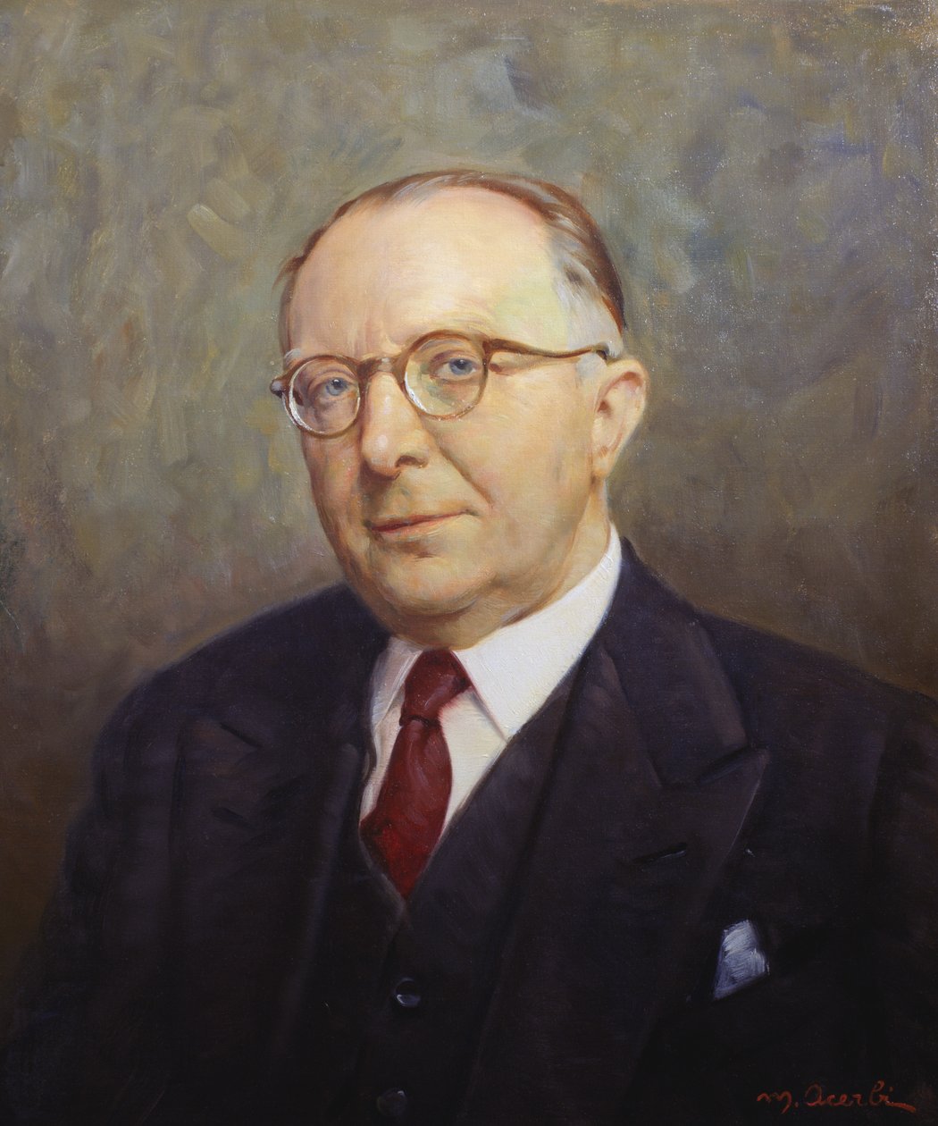 Retrato de Guido Ucelli, fundador do Museu Nacional de Ciência e Tecnologia Leonardo da Vinci em Milão de Unknown artist