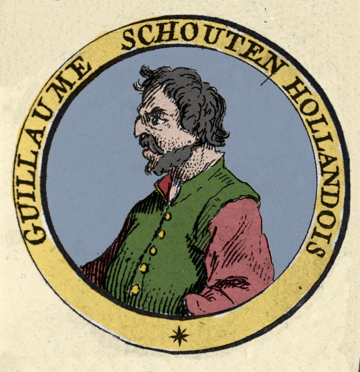 Retrato de Guillaume (Willem Cornelisz) Schouten (ou Schoutten) (1567-1625) Navegador holandês. Gravura do século XIX de Unknown artist