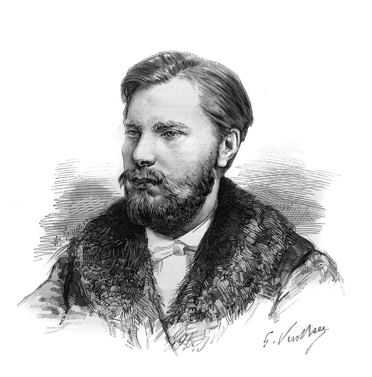 Retrato de Guillaume Alexandre (Guillaume-Alexandre) Príncipe de Orange que morreu em 1884. Gravura em "Le Monde Illustré" (O Mundo Ilustrado) de Unknown artist