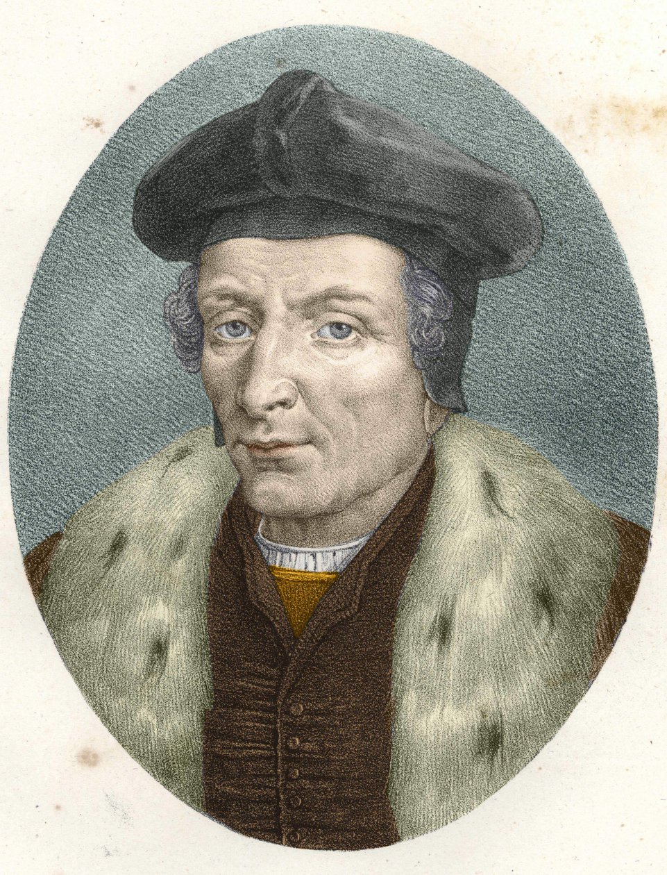 Retrato de Guillaume Bude (Budee) (Budaeus) (1467-1540), gravura do século XIX. de Unknown artist