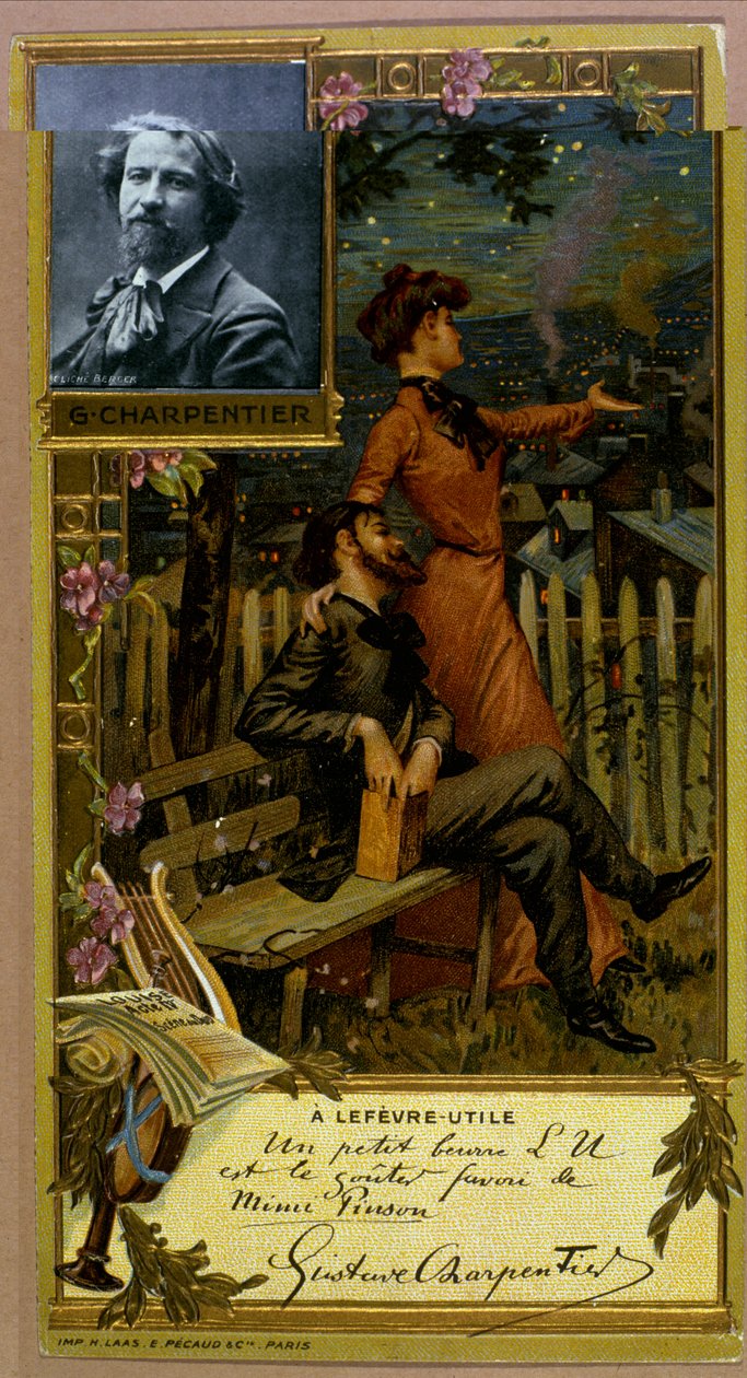 Retrato de Gustave Charpentier. cromolitografia para a marca A Lefèvre Utile. Final do século XIX. de Unknown artist