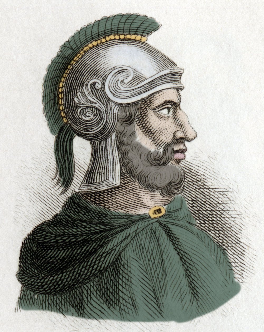 Retrato de Hamilcar Barca (ou Barcas) (cerca de 275-228 AC), estadista e general cartaginês, fundador da dinastia Barcides e pai de Aníbal. Gravura do século XIX. de Unknown artist