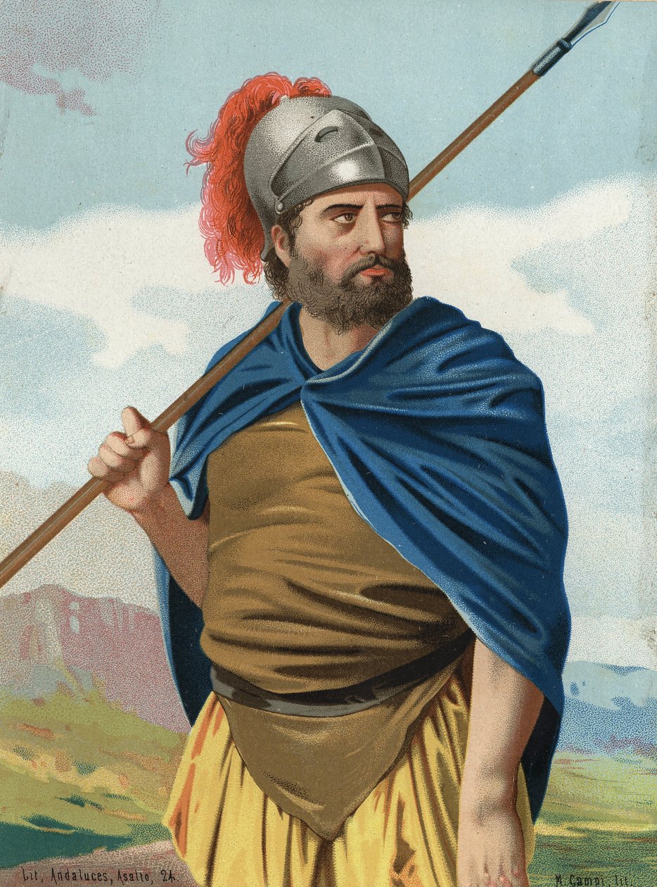 Retrato do Hannibal ou Aníbal Carthaginian War Man (Púnico) (247 a.C. - 183 a.C.). depois de "hombres y Mujeres celebres". Barcelona 1877. de Unknown artist