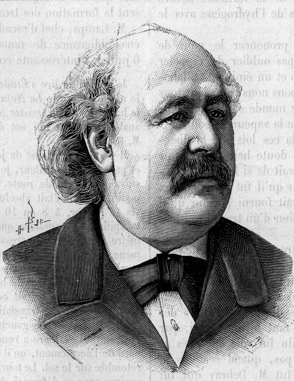 Retrato de Henri Jules Debray (1827-1888), químico francês. (De uma fotografia de Eugene Pirou). Gravura em "La Nature: Revue des sciences et de leurs applications aux arts et a l
