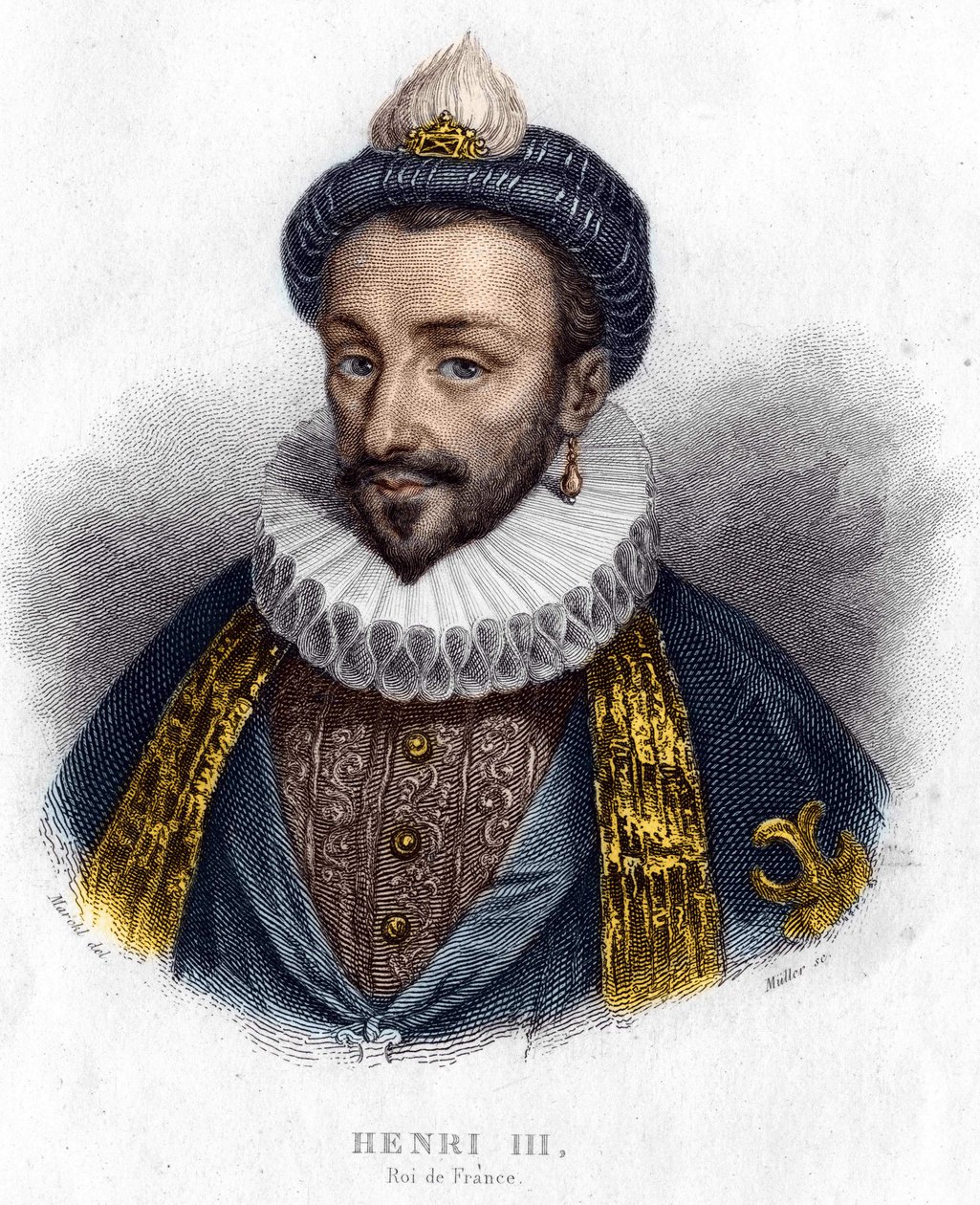 Retrato de Henrique III (1551 - 1589), gravura do Rei de França do século XIX de Unknown artist