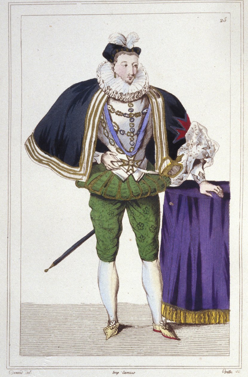 Retrato de Henrique III (1551 - 1589), Rei de França. gravura de 1830 de Unknown artist