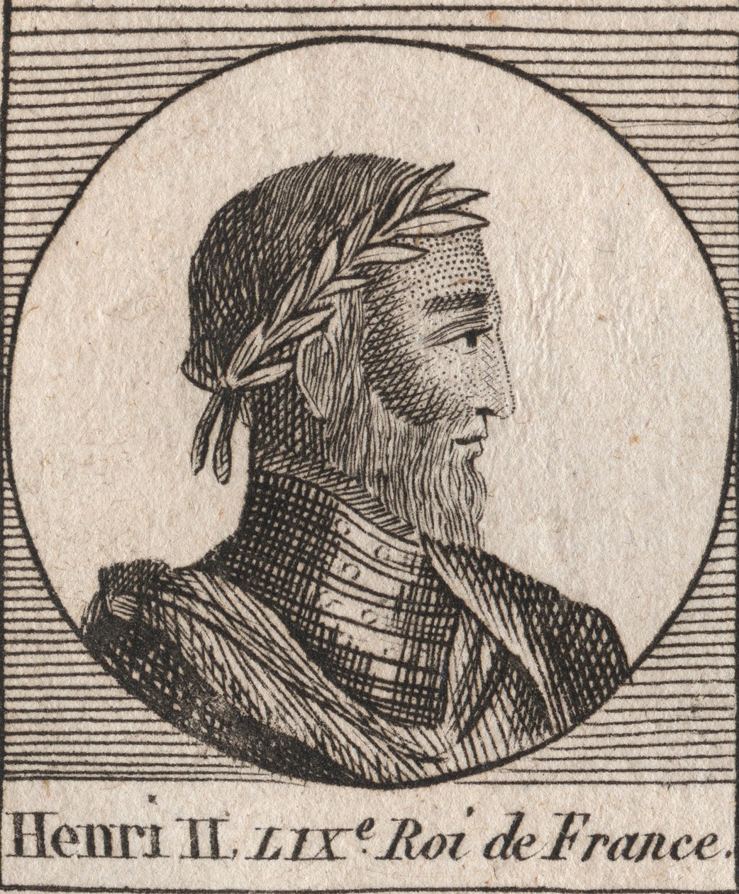 Retrato de Henrique II (1519-1559) Rei da França - Henrique II (1519-59), Rei da França - gravura de "Instruction sur l