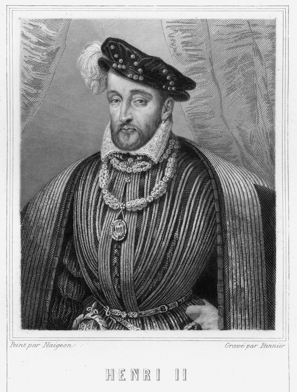 Retrato de Henrique II (1519 - 1559), Rei de França - em "Histoire des Français" de Lavallée, gravura, sd. de Unknown artist