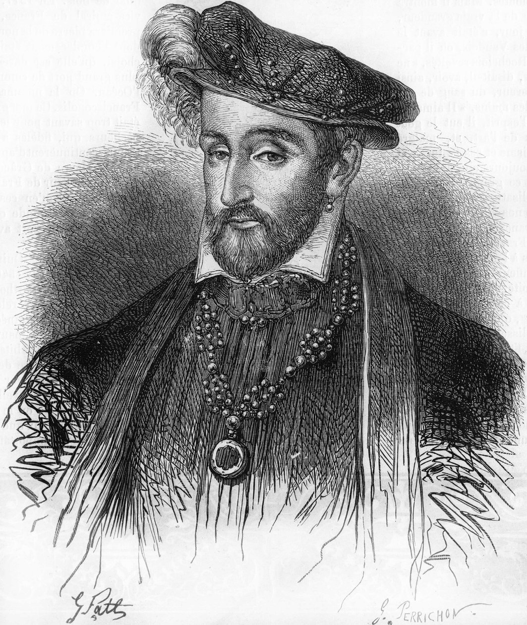 Retrato de Henrique II Rei de França (1519-1559), gravura do século XIX. de Unknown artist