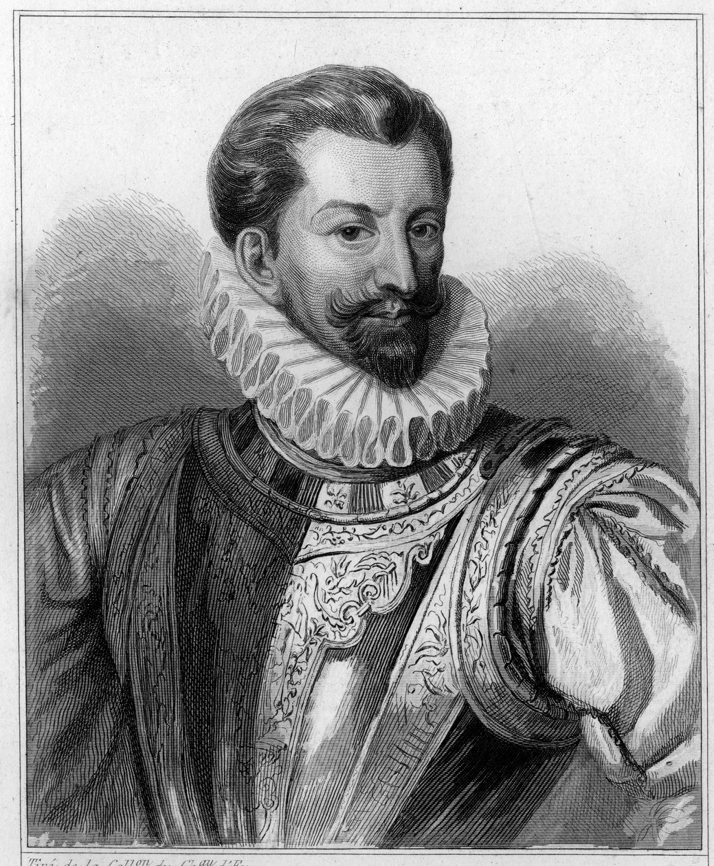 Retrato de Henrique I de Lorena, 3º Duque de Guise, dit le Balafré (1550 - 1588) - em “Histoire des Français” de Lavallée, gravura, nd. de Unknown artist