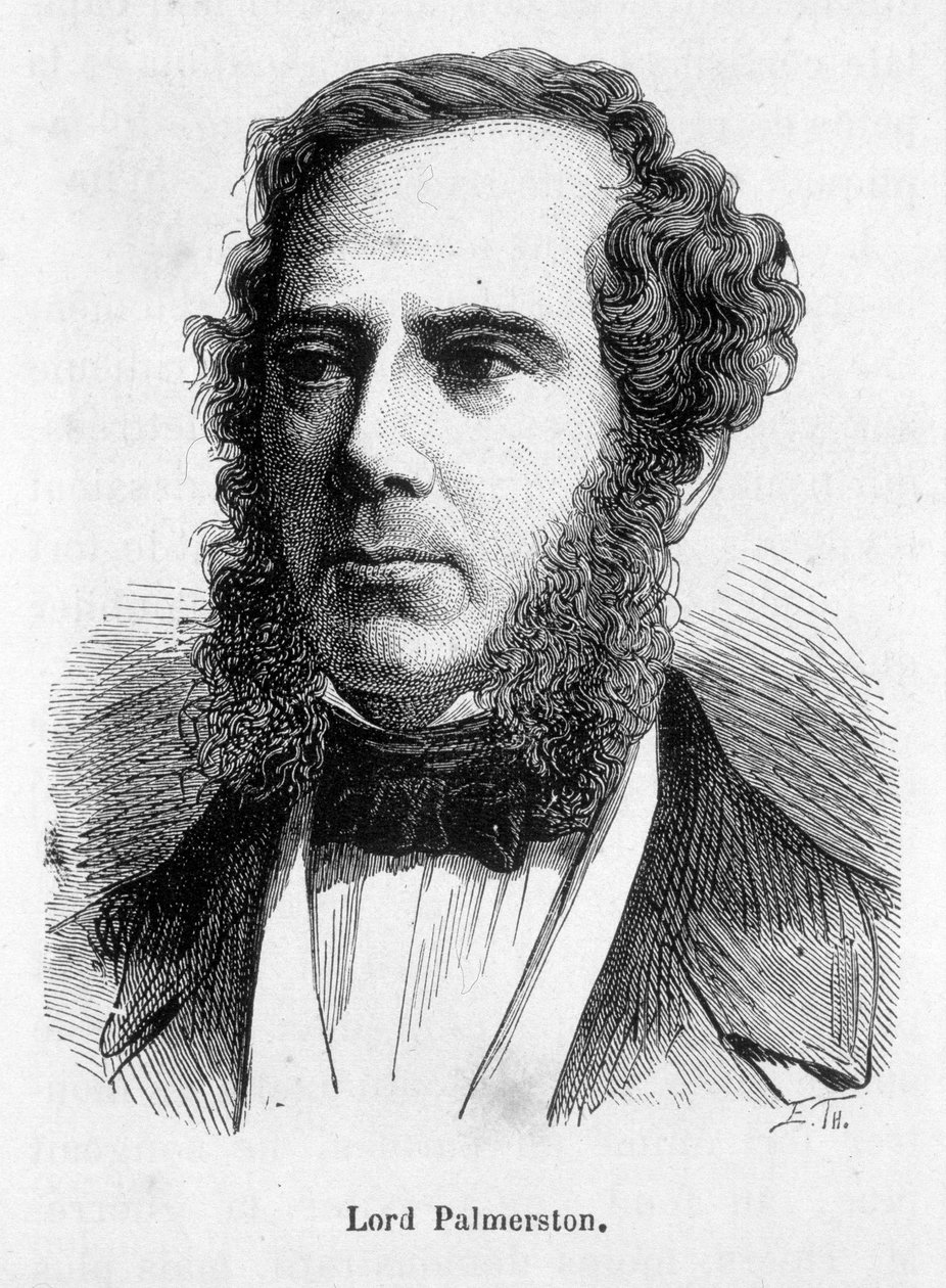 Retrato de Henry Temple, Visconde Lord Palmerston (1784 - 1865) político britânico. Gravura do século XIX de Unknown artist