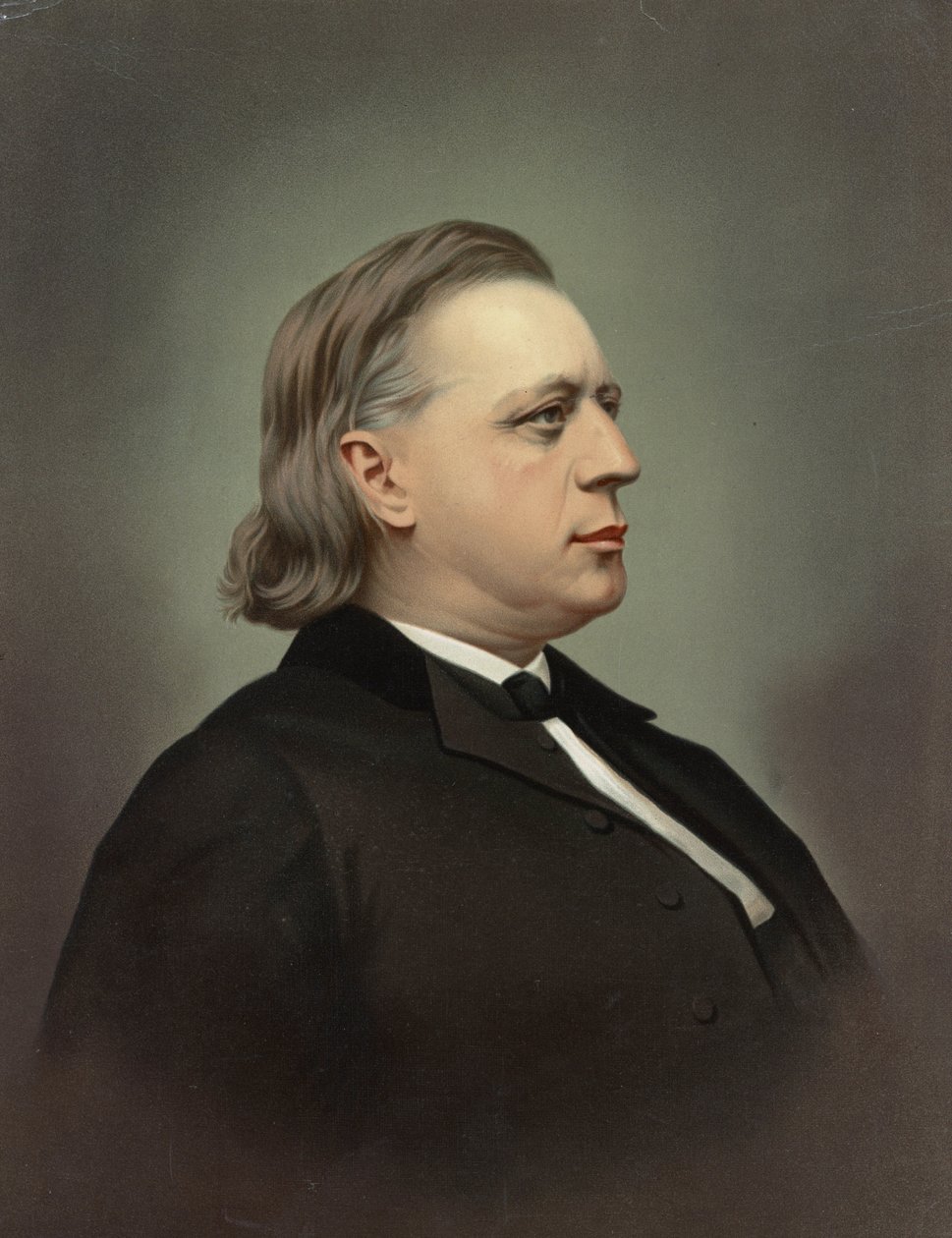 Retrato de Henry Ward Beecher (1813-1887) par Rockwood & Co. Chromolithografia, c. 1871, Coleção Particular de Unknown artist
