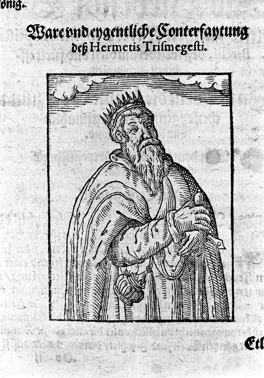 Retrato de Hermes Trimegiste (Trismegisto), astrólogo. Gravura de "Alchimia Nova", de Giovanni Battista Birelli de Unknown artist