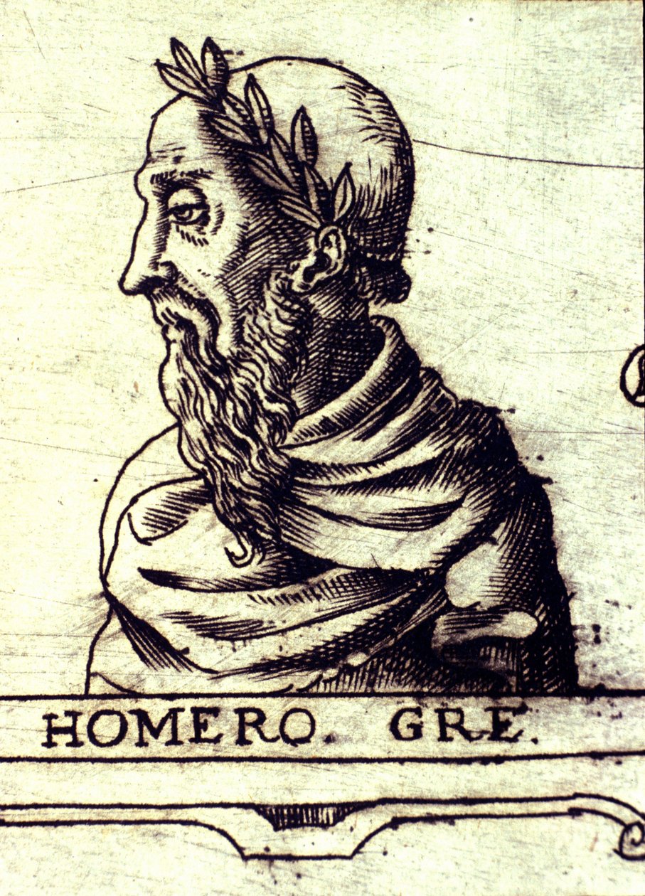 Retrato de Homero (século IX a.C.). Gravura de 1560 do Atlas de Urbano Monte de Unknown artist