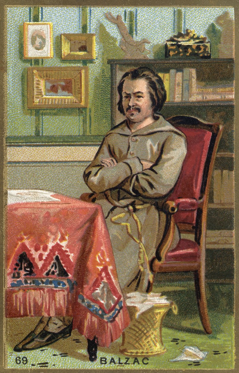Retrato de Honoré de Balzac (1799-1850), escritor francês. Cromolitografia do século XIX. de Unknown artist