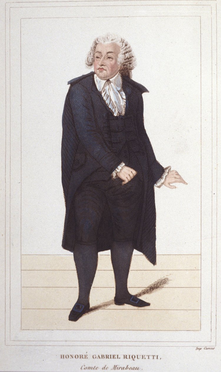 Retrato de Honore Gabriel (Honore-Gabriel) Riqueti, Conde de Mirabeau (1749-1791), político francês. gravura de 1830 de Unknown artist