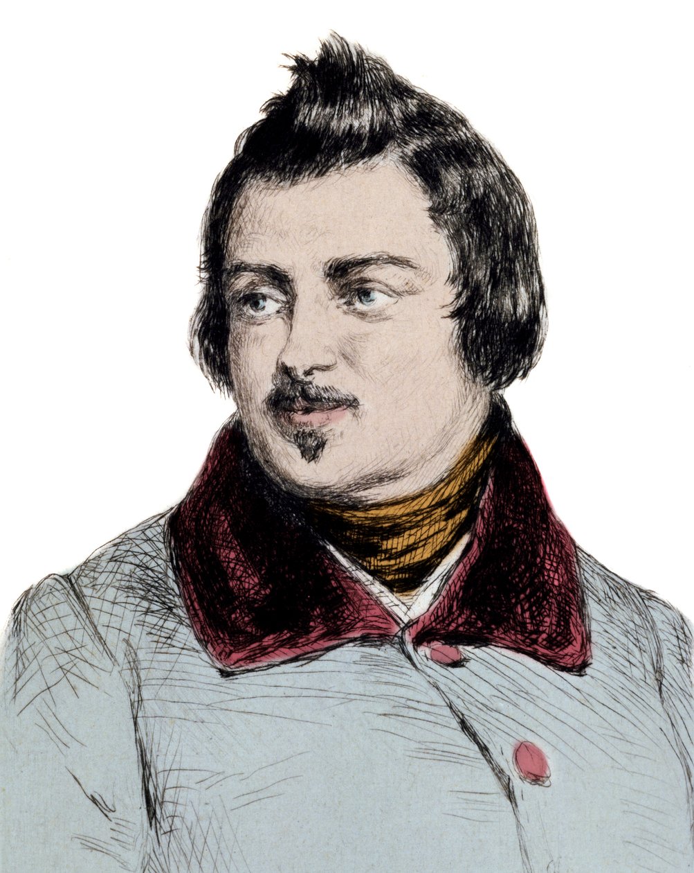 Retrato de Honore de Balzac (1799-1850) Gravura de escritor inglês de Unknown artist