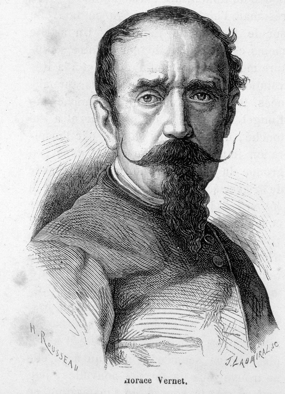 Retrato de Horace Vernet (1789-1863), pintor e cartunista francês, fervoroso bonapartista, tornou-se pintor oficial de Napoleão III. de Unknown artist