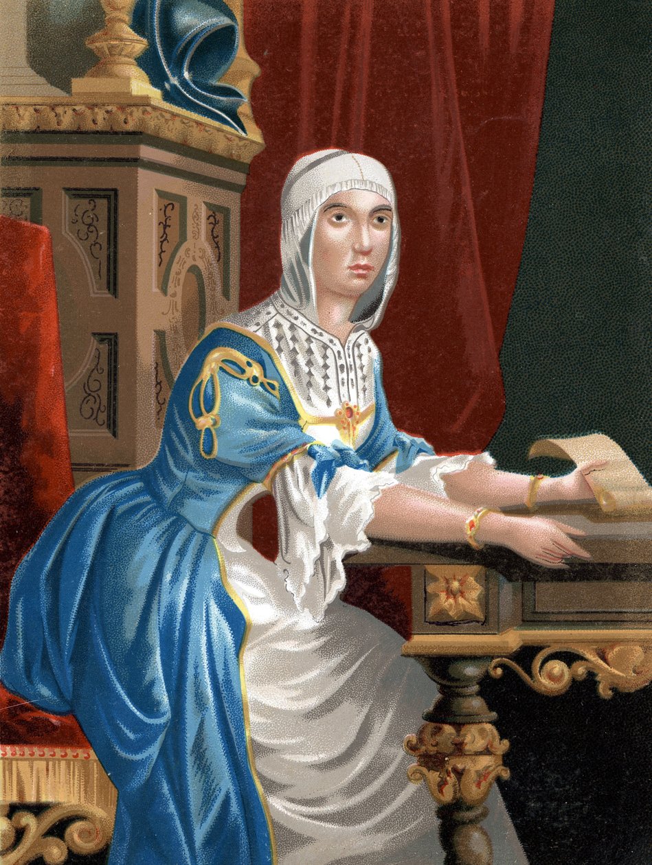 Retrato de Isabel I a Católica (1451 - 1504), Rainha de Castela depois de hombres y Mujeres celebres. Barcelona 1877. de Unknown artist