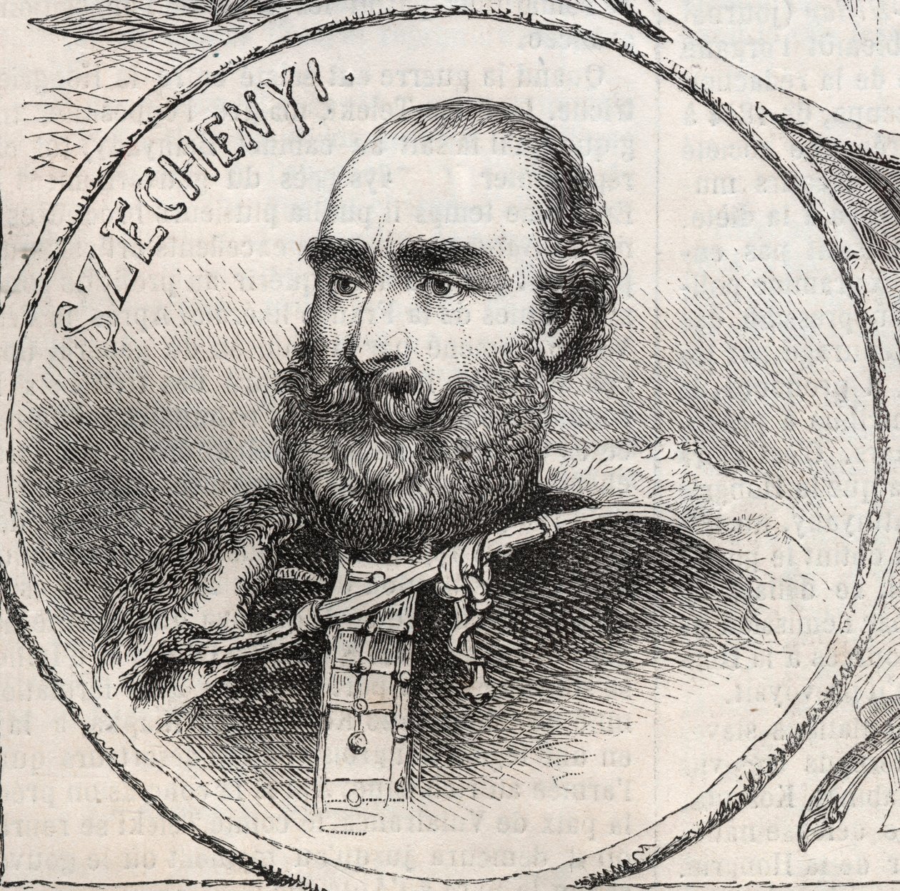 Retrato de Istvan Szechenyi (1791-1860), político húngaro - Gravura de "O Mundo Ilustrado de Unknown artist