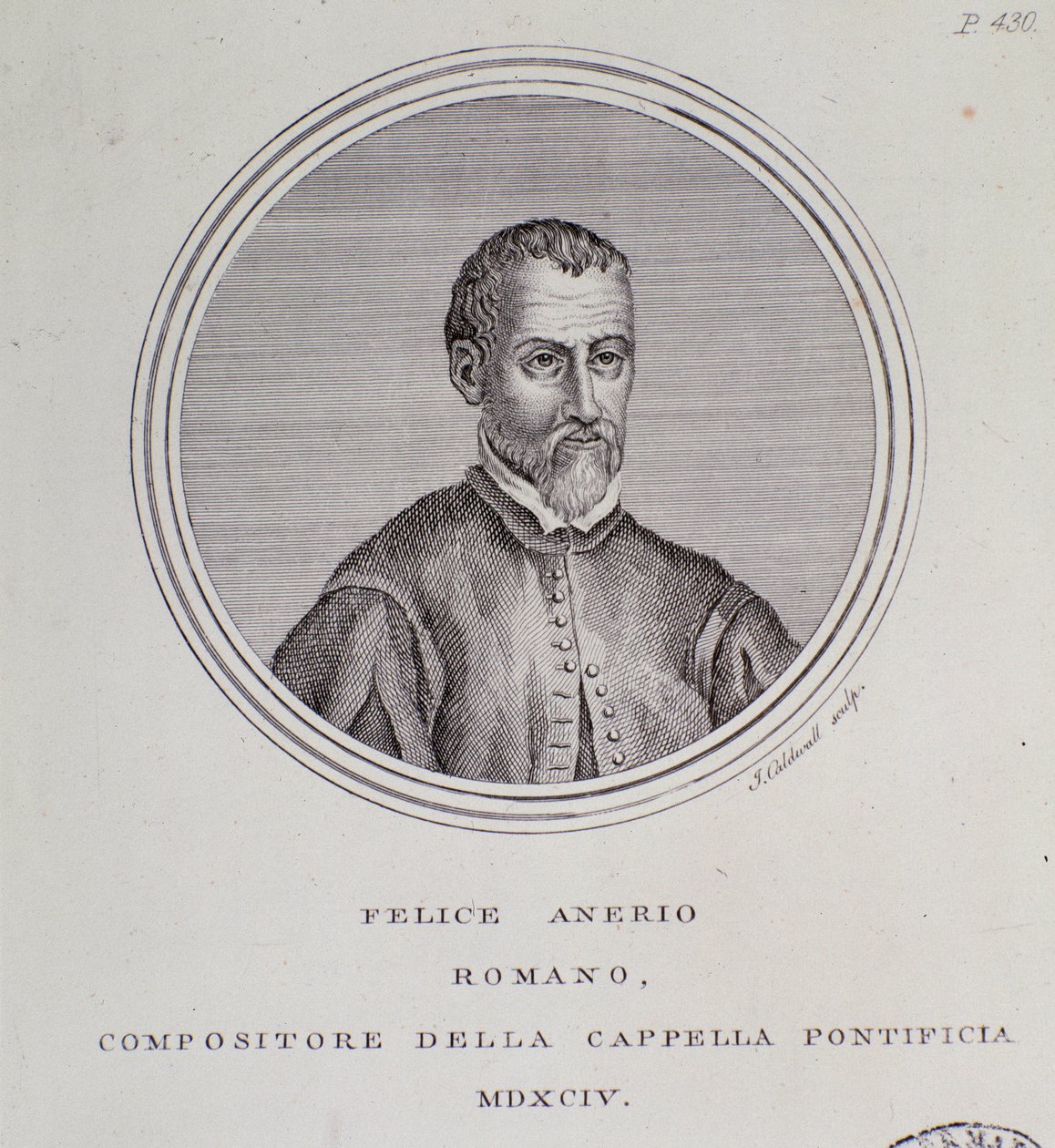 Retrato do compositor italiano Felice Anerio (Gravura de Unknown artist
