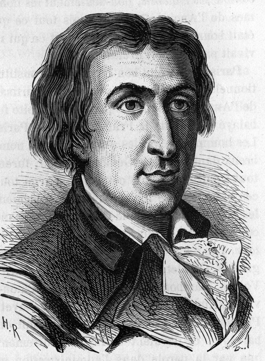 Retrato de Jacques Pierre Brissot de Warville, jornalista e político francês (1754 - 1793). Ele fundou a Societe des Amis des Blacks, defensor da abolição da escravatura Gravura do século XIX. de Unknown artist