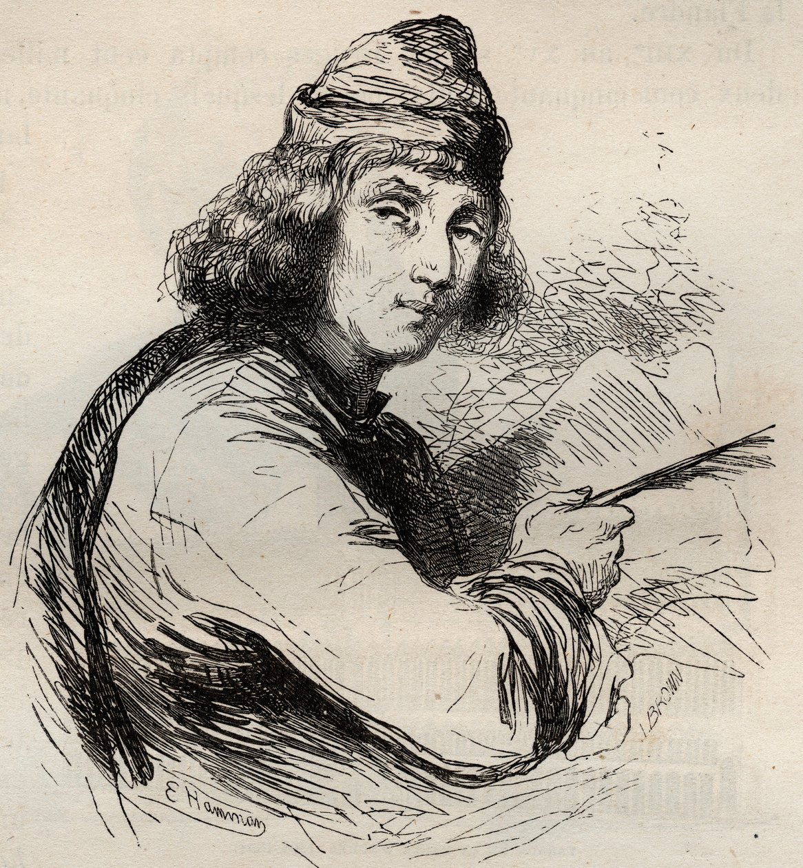Retrato de Jacques van Maerlant (Jacob van Maerlant) (1240-1300) Escritor flamengo. Gravura de 1868 em "Histoire de Belgique desde os tempos primitivos até o final do regimento de Leopoldo I" de Theodore Juste (1818-1888). Coleção privada. de Unknown artist