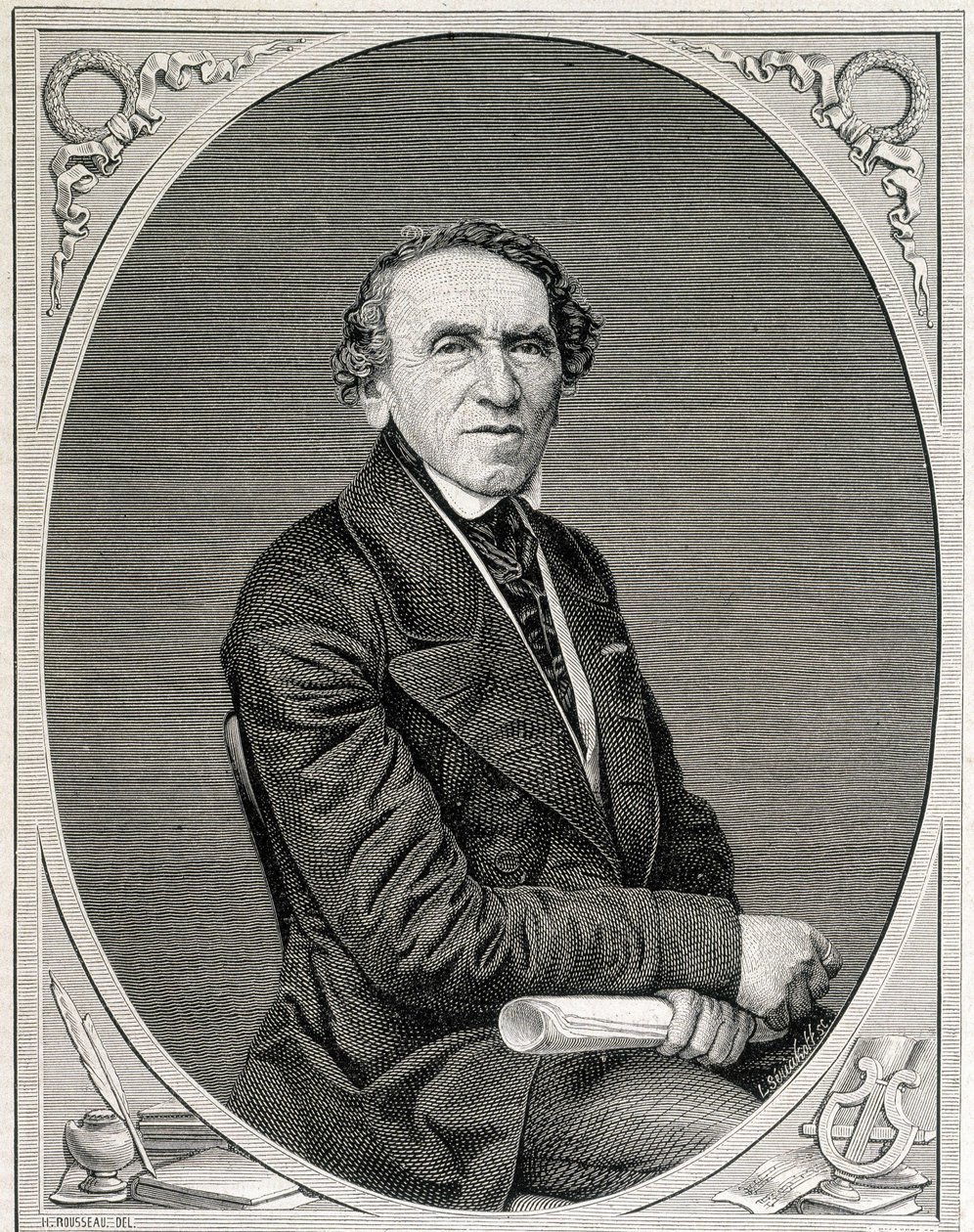 Retrato de Jakob Liebmann Beer, conhecido como Giacomo Meyerbeer (1791 - 1864), compositor alemão. Gravura do século XIX. de Unknown artist