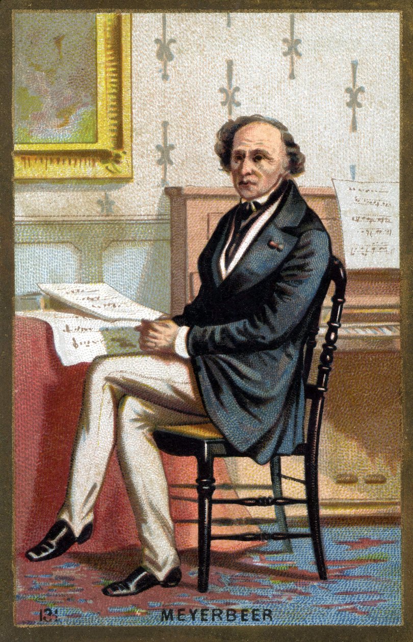 Retrato de Jakob Liebmann Meyerbeer (1791-1864), compositor alemão. Cromolitografia do final do século XIX. de Unknown artist