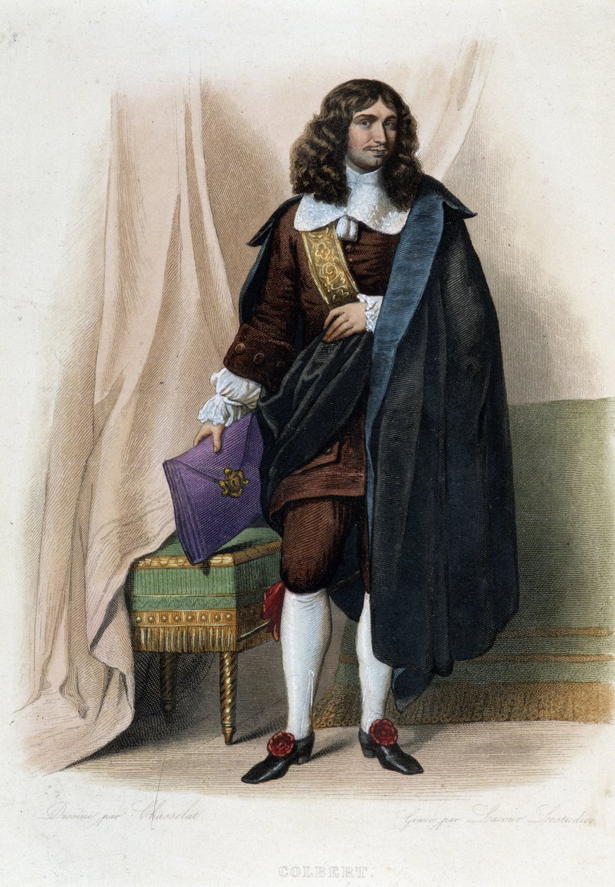 Retrato de Jean Baptiste (Jean-Baptiste) Colbert (1619-1683), estadista francês (1619 - 1683) - em "Le Plutarque francais", de Mennechet de Unknown artist