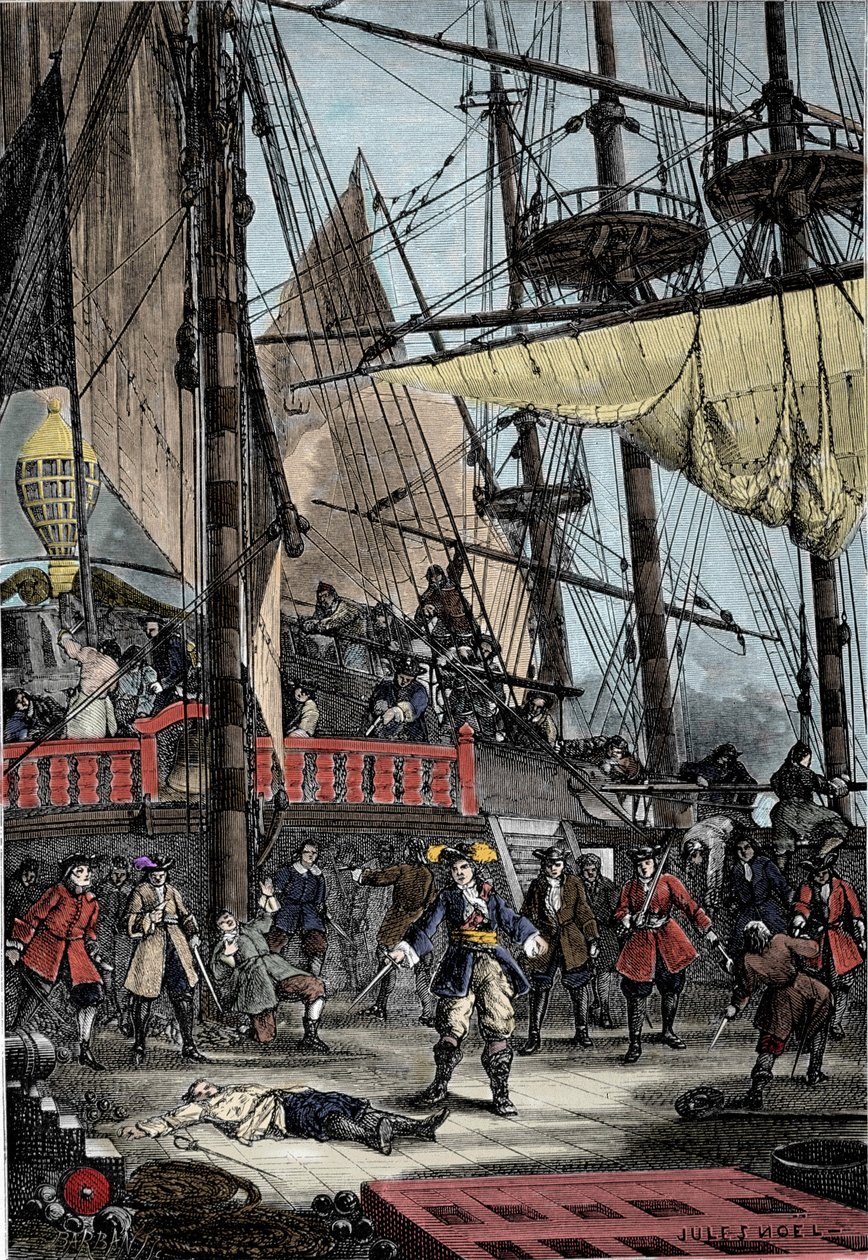 Retrato de Jean Bart (1650 - 1702), corsário francês mata com a mão o capitão holandês do Neptuno. de Unknown artist