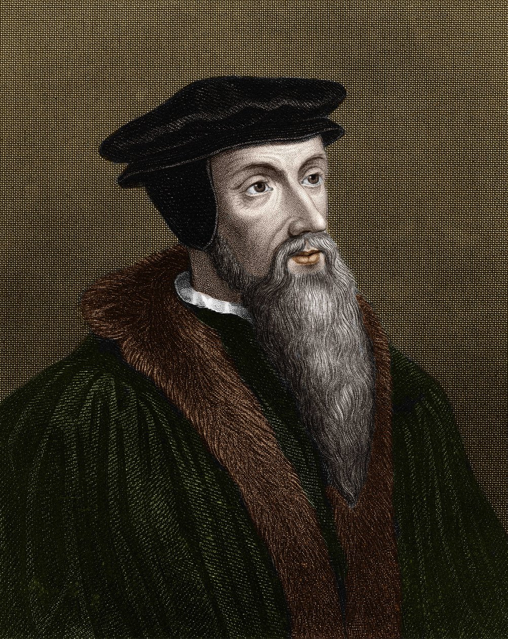 Retrato de Jean Calvin (1509-1564), reformador religioso e escritor francês. de Unknown artist