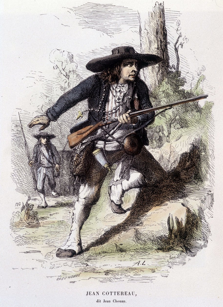 Retrato de Jean Cottereau, dit Jean Chouan (1757-1794), líder da insurreição no Baixo Maine em 1793 - gravura de Unknown artist
