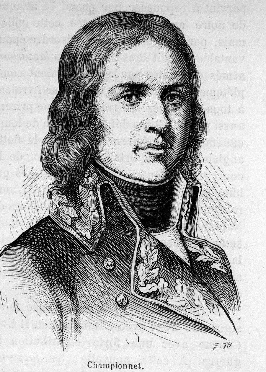Retrato de Jean Etienne Championet (1762-1800), general francês, participou nas campanhas da Revolução. de Unknown artist