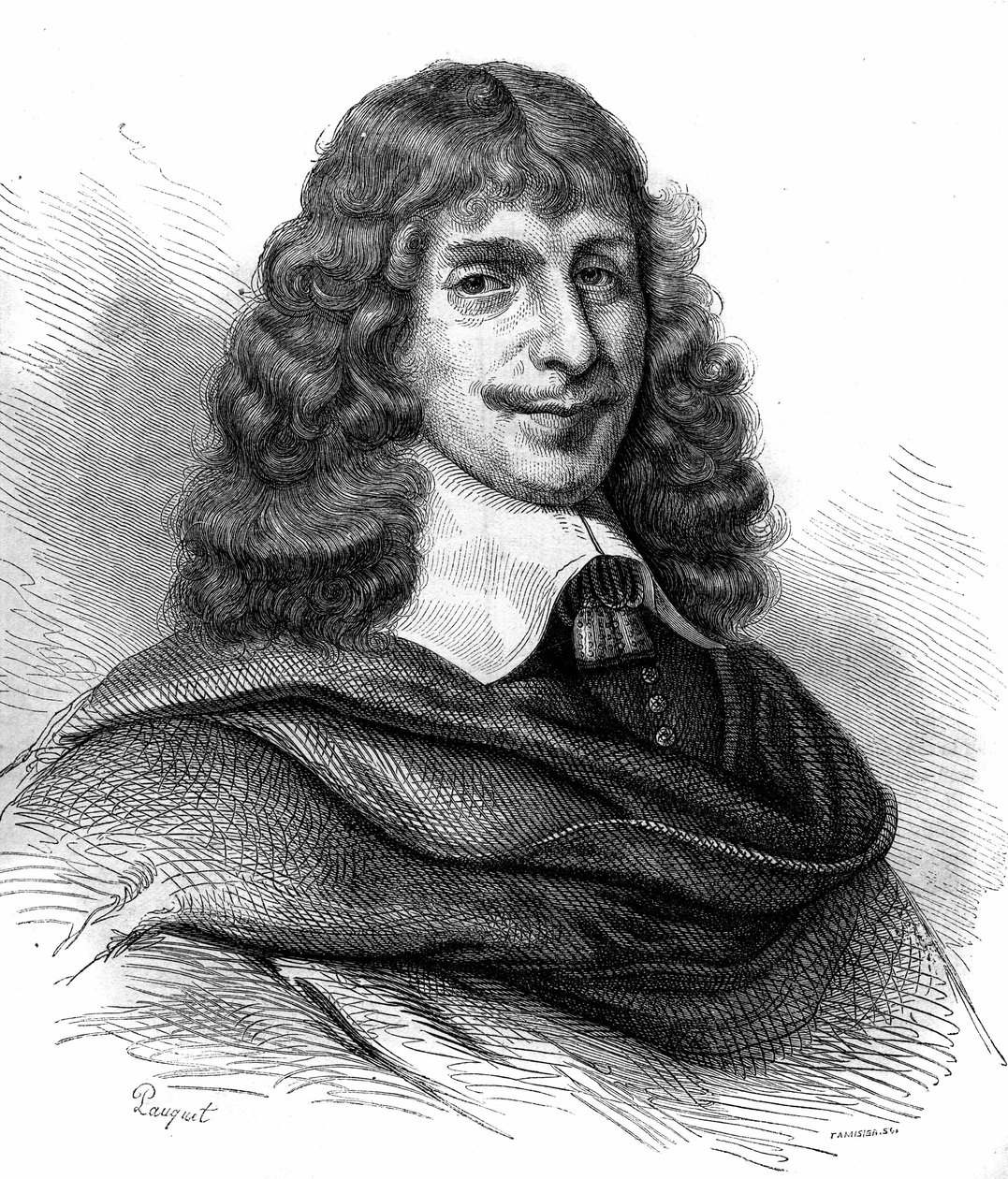 Retrato de Jean Francois Sarasin (Sarrazin, Sarazin) (1614 -1654), escritor francês. Gravura a partir de 1870. de Unknown artist