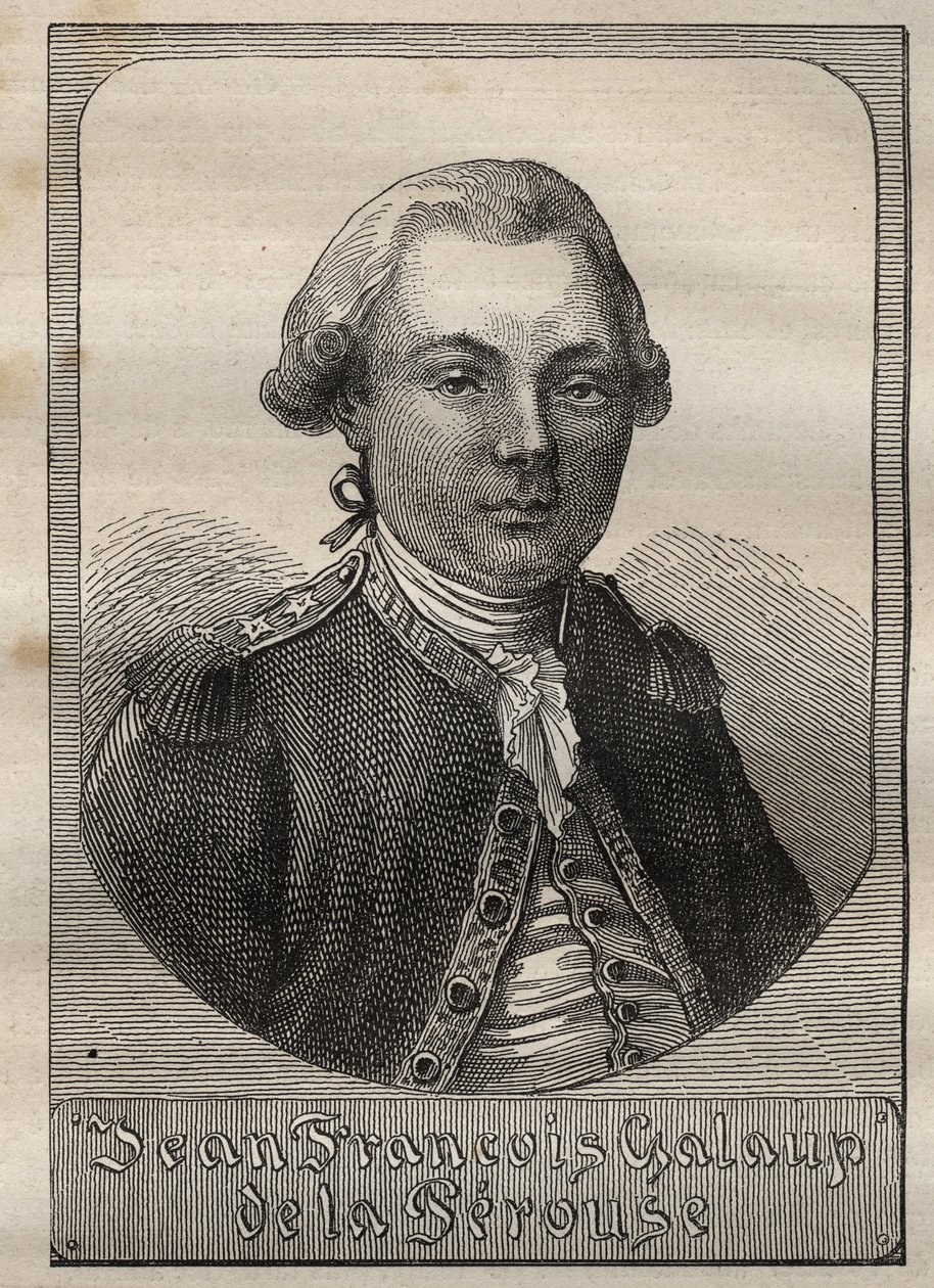 Retrato de Jean Francois de Galaup, Conde de La Perouse (1741-1788) - ilustração tirada de "Os Grandes Marinheiros do século XVIII". de Unknown artist
