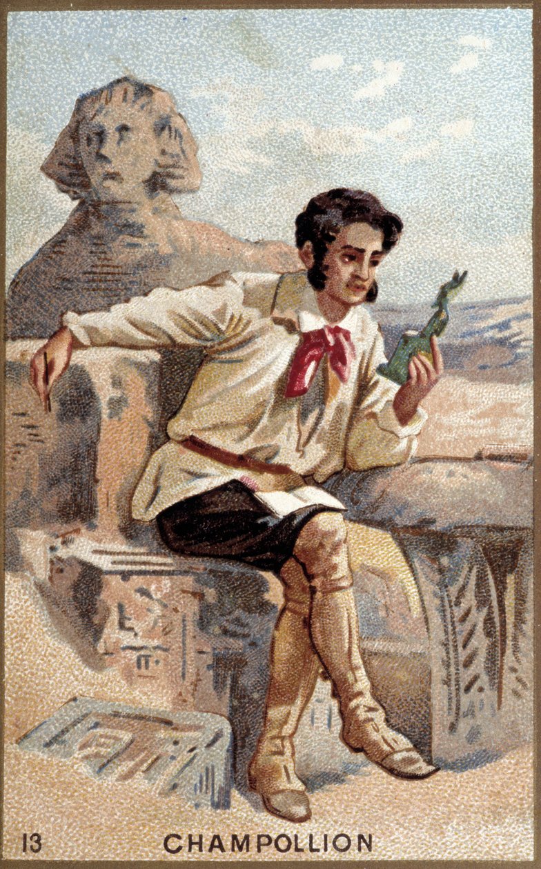 Retrato de Jean François (Jean-Francois) Champollion, dit le Jeune (1790 - 1832) Egiptólogo francês. Cromolitografia do século XIX. de Unknown artist