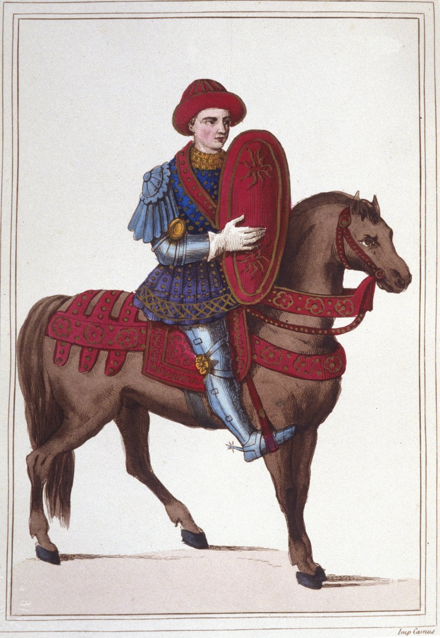 Retrato de Jean Poton, Senhor de Xaintrailles, ou de Saintrailles Maréchal da França (c. 1400 a 1461) Ele foi um dos companheiros de Joana d