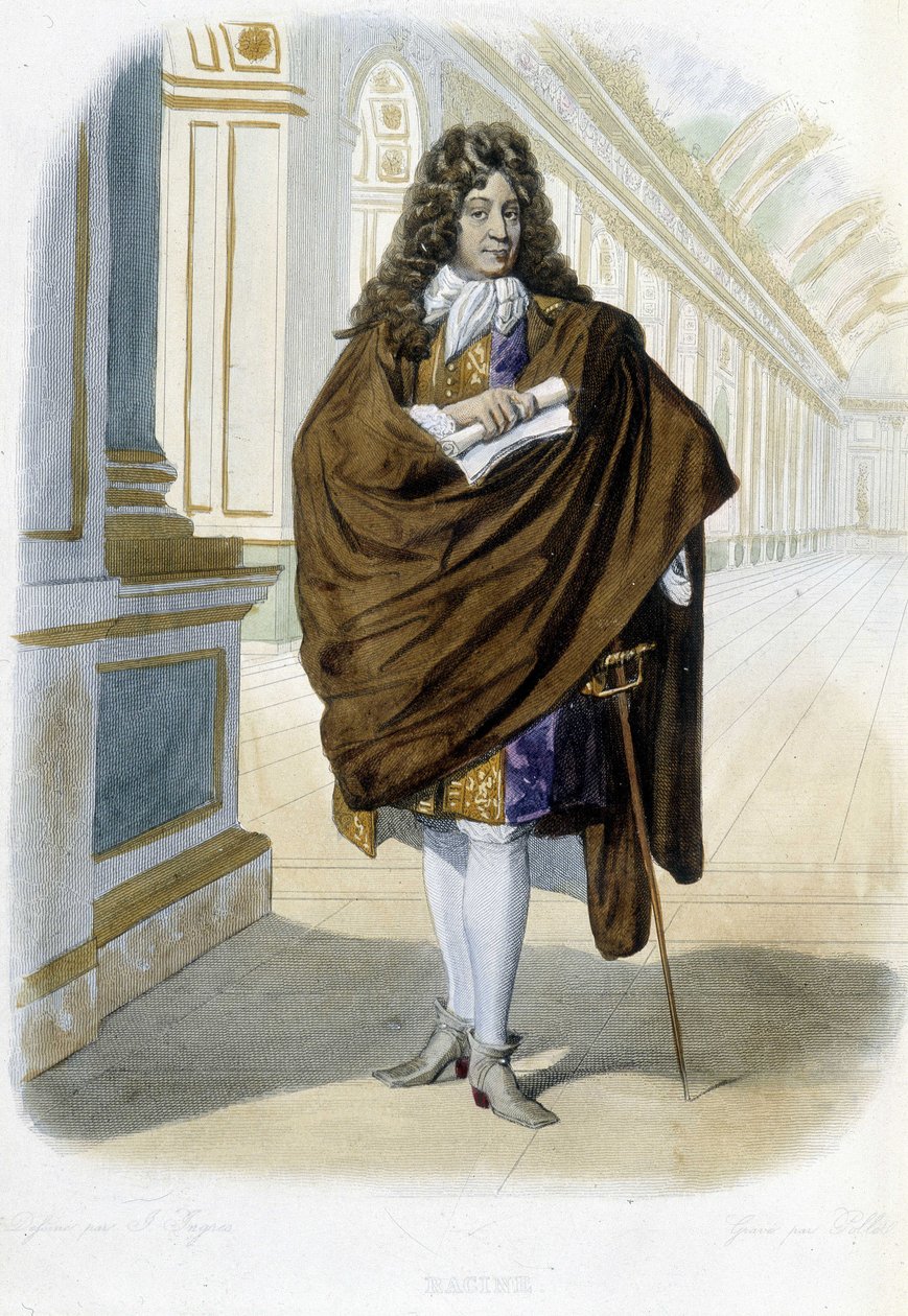 Retrato de Jean Racine, dramaturgo e poeta francês (1639 - 1699) - em "Le Plutarque francais", Ed. Mennechet de Unknown artist