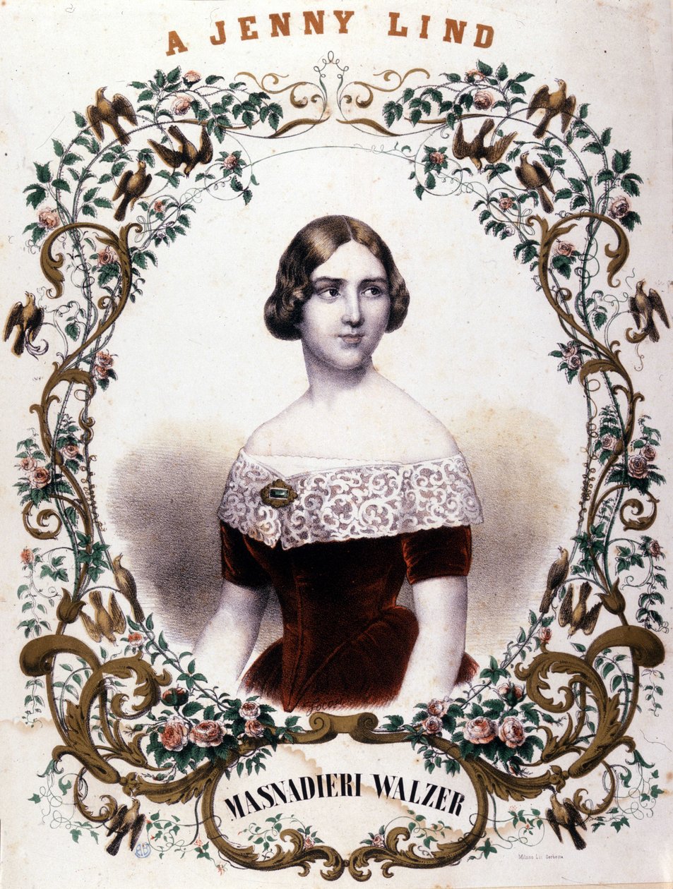 Retrato de Jenny Lind (1820-1887), cantora sueca. de Unknown artist