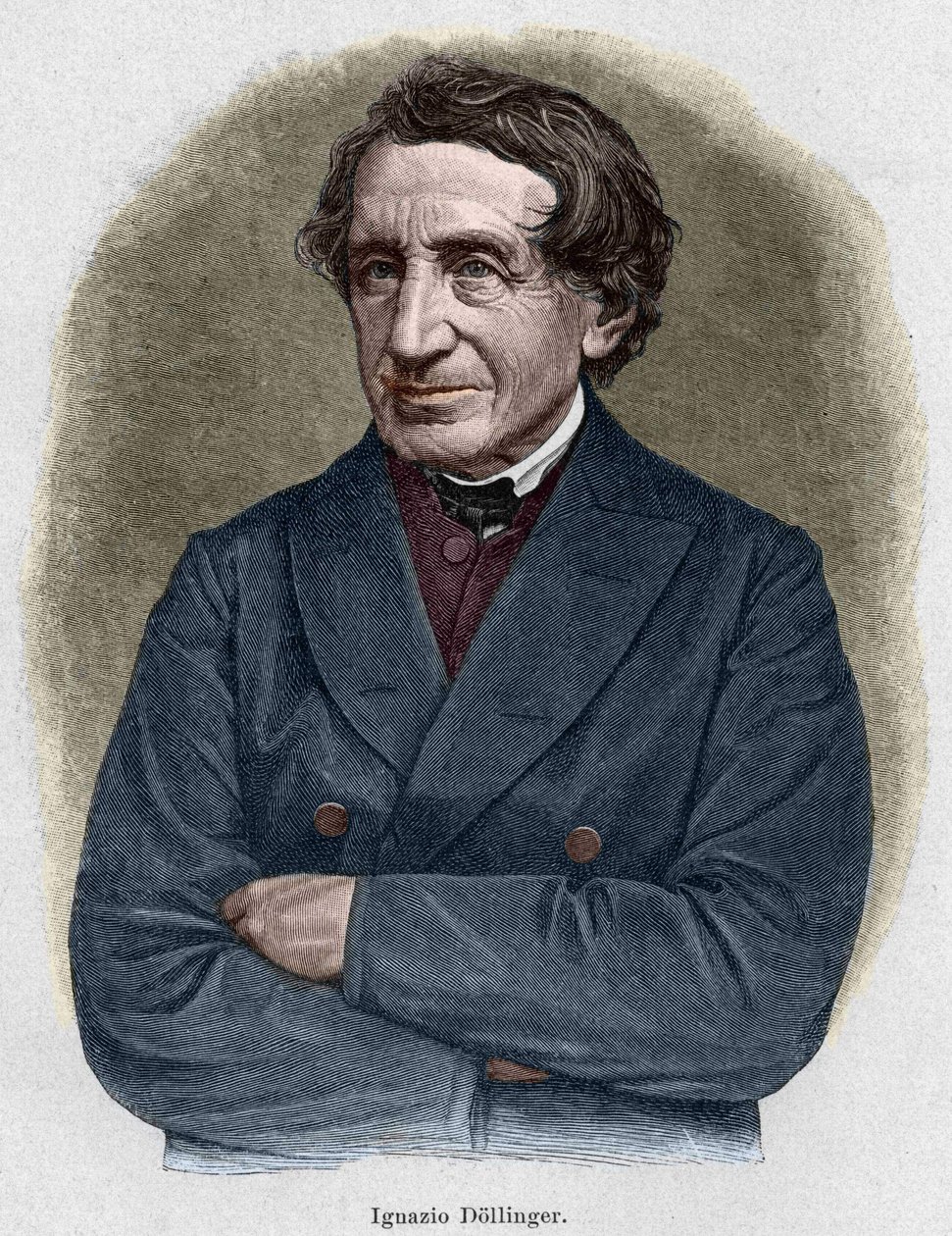Retrato de Johann Joseph Ignaz von Dollinger (1799 - 1890), sacerdote Alllemand e professor de história eclesiástica. Gravura do século XIX. de Unknown artist