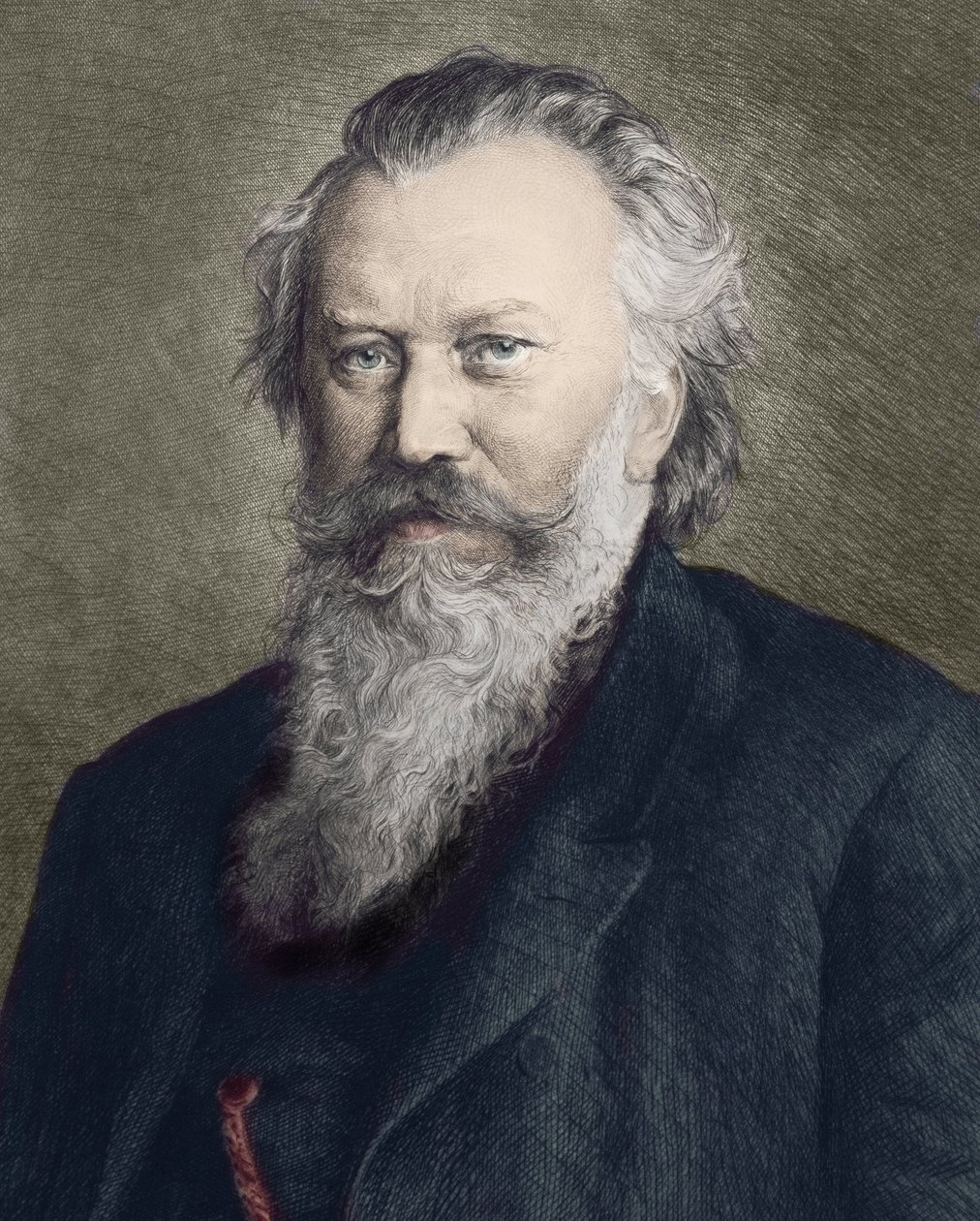 Retrato de Johannes Brahms (1833 - 1897), compositor, pianista e maestro alemão - de Unknown artist