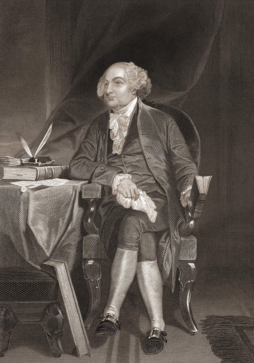 Retrato de John Adams (1735-1826), estadista americano e segundo presidente dos Estados Unidos. Gravura do século XIX de Unknown artist