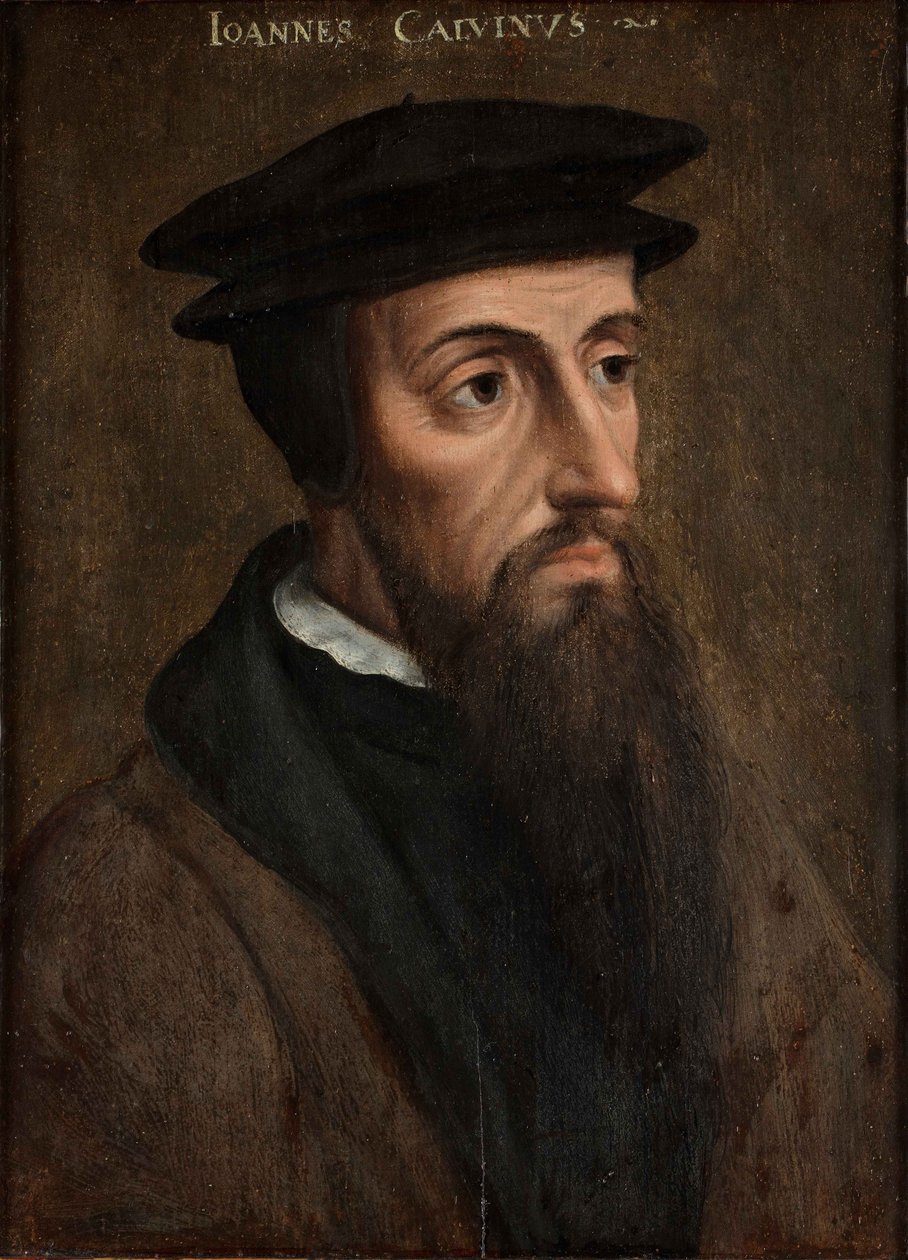 Retrato de João Calvino (1509-1564), c.1550 (óleo sobre painel) de Unknown artist