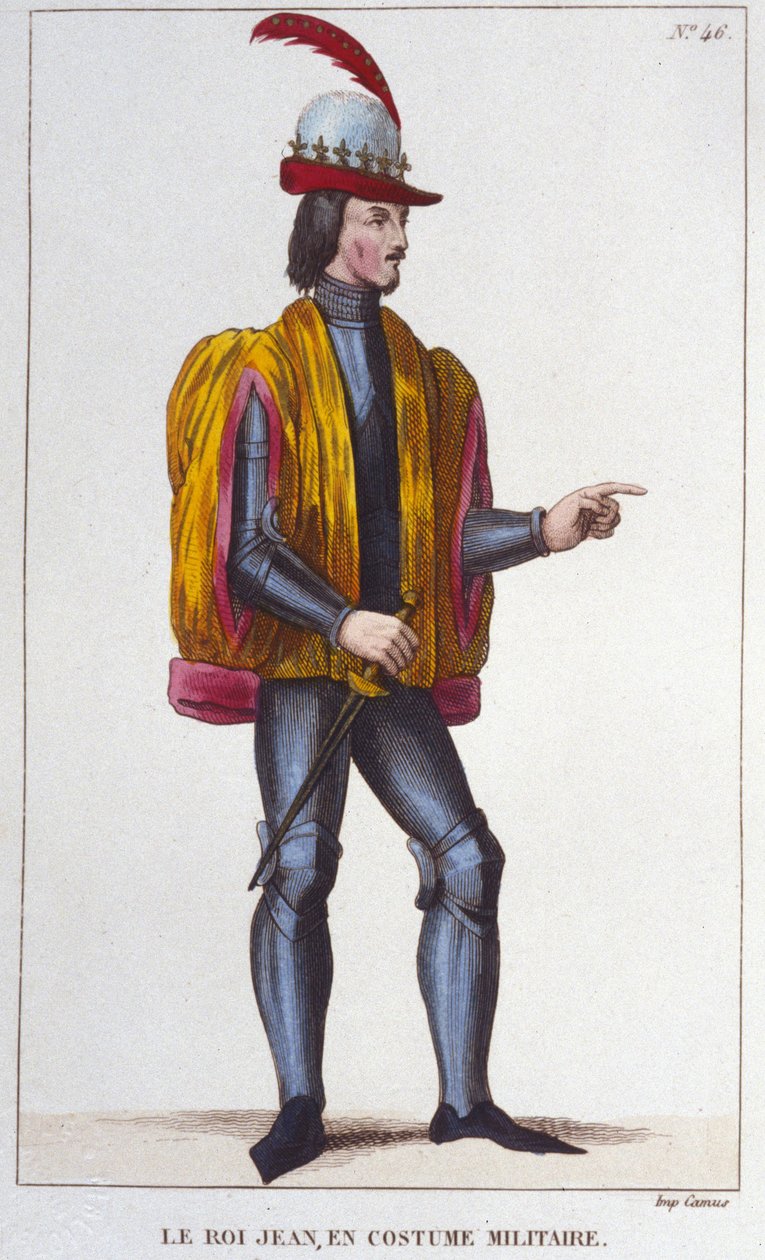 Retrato de João II o Bom em traje militar (1319 - 1364), gravura do Rei da França de 1830 de Unknown artist
